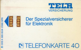 Electronic TK K305/1991 O 40€ TELA Elektronik-Versicherung München Telefon-Anschluß A-Z TC Industry Telecard Of Germany - K-Series : Serie Clientes