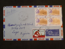 AJ0  VIETNAM  CONG HOA BELLE LETTRE  RARE  1973    SAIGON A LAGOS NIGERIA  BLOC 4X 25D +AFF. PLAISANT+++ - Vietnam