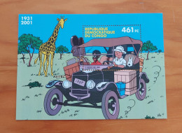 RD Congo/Belgium 2001 Tintin In Africa Souvenir Sheet (70th Anniv Of The Album) - MNH** - Neufs