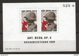 407 - 7 - Bloc Non-dentelé Neuf "Art. Beob. Kp 3 Grenzbesetung 1939" - Vignetten