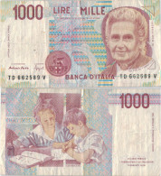 Italy 1000 Lire 1990 P-114b  Banknote Europe Currency Italie Italien #5177 - 1000 Liras