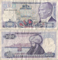 Turkey 1000 Lira 1970 (1986) P-196 Banknote Europe Currency Turquie Truthahn Türkei #5183 - Turchia