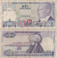 Turkey 1000 Lira 1970 (1986) P-196 Banknote Europe Currency Turquie Truthahn Türkei #5184 - Turquie