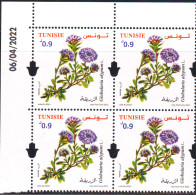 2022- Tunisie- Plantes De Tunisie:  Globularia Alypum . L Bloc De 4 Coin Daté - 4 V ---  MNH****** - Piante Medicinali