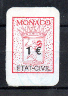 MONACO --  Timbre Fiscal Local 1 € Oblitéré (2002) Rouge Carminé - Revenue