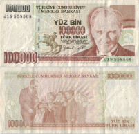 Turkey 100 000 Lira 1970 (1995) P-206 Banknote Europe Currency Turquie Truthahn Türkei #5190 - Türkei