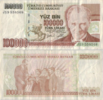 Turkey 100 000 Lira 1970 (1995) P-206 Banknote Europe Currency Turquie Truthahn Türkei #5190 - Turquie