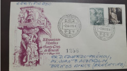 P) 1954 SPAIN, LII PHILATELIC EXHIBITION TENERIFE, GENERAL FRANCO, HOLY STAMP, CIRCULATED TO BUENOS AIRES ARG, FDC, XF - Autres & Non Classés