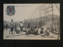 AK0 GABON  MOYEN CONGO  BELLE CARTE   1912 CONSTRUCTION CASE + 45C   SURCHARGé   +AFF. INTERESSANT++ + - Lettres & Documents