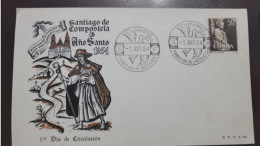 P) 1954 SPAIN, SANTIAGO DE COMPOSTELA, HOLY YEAR COMPOSTELA, FDC, XF - Otros & Sin Clasificación