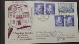 P) 1954 SPAIN, III PHILATELIC EXHIBITION GRAMANET, RUIZ DE ALARCON, AIRMAIL, CIRCULATED TO BUENOS AIRES ARG, FDC, XF - Andere & Zonder Classificatie