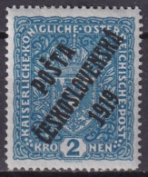 TCHECOSOVAQUIE - 2 K. Bleu De 1919 - Ongebruikt