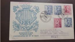 P) 1954 SPAIN, I PHILATELIC EXHIBITION, GENERAL FRANCO, MARIAN YEAR, CIRCULATED TO BUENOS AIRES ARG, FDC, XF - Altri & Non Classificati