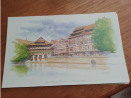 145 //  Reproduction Aquarelle 28 X 17 CMS / OFFERT PAR EDITIONS ATLAS / LA "PETITE FRANCE" - STRASBOURG - Acquarelli