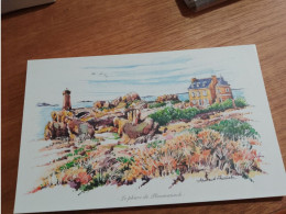 145 //  Reproduction Aquarelle 28 X 17 CMS / OFFERT PAR EDITIONS ATLAS / LE PHARE DE PLOUMANACH - Acquarelli