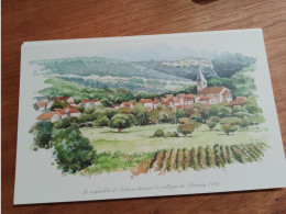 145 // Reproduction Aquarelle 28 X 17 CMS / OFFERT PAR EDITIONS ATLAS / LE VIGNOBLE D'ARBOIS DEVANT LE VILLAGE DE MESNAY - Aquarel