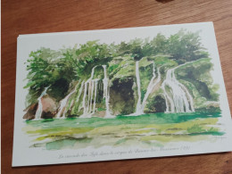 145 // Reproduction Aquarelle 28 X 17 CMS   / LA CASCADE DES TUFS DANS LE CIRQUE DE BAUME LES MESSIEURS - Watercolours