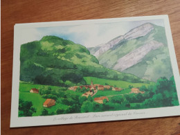 145 // Reproduction Aquarelle 28 X 17 CMS   / LE VILLAGE DE RENCUREL - PARC NATUREL REGIONAL DU VERCORS - Watercolours