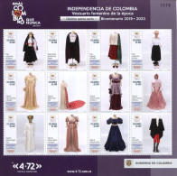 Lote 2022-25P, Colombia, 2022, Pliego, Sheet, Vestuario Femenino De La Independencia, Female Independence Dresses, Woman - Colombie