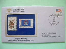 USA 1985 State Bird, Flower And Flag (Bicentennial) - Michigan Robin And Apple Blossom - Briefe U. Dokumente