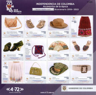 Lote 2022-28P, Colombia, 2022, Pliego, Sheet, Accesorios Epoca Independencia, 17 Issue, Accesories - Colombie