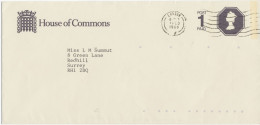 GB 1988 QEII 1st Class Post Paid House Of Commons Large Stamped To Order Postal Stationery Envelope (VF Appearance) - Covers & Documents