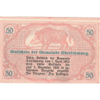Autriche, Eberschwang, 50 Heller, Sanglier, 1920, 1920-12-01, SPL, Mehl:FS 145a - Oesterreich