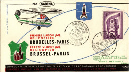 Sabena - 1er Liaison Par Hélicoptère Bruxelles - Paris - Comité National De Propagande Aéronautique - 3.31957 - Brieven En Documenten