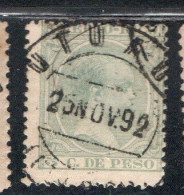 SPAIN ESPAÑA SPAGNA 1889 1899 KING ALFONSO XIII RE ROI CENT. 5c USATO USADO USED OBLITERE' - Used Stamps