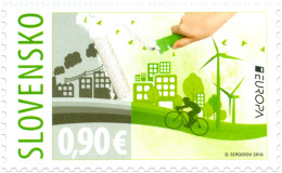 ** 611 Slovakia EUROPA 2016 Environment Pollution Bike Tree Wind Power Plant - 2016