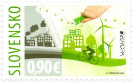 ** 611 Slovakia EUROPA 2016 Environment Pollution Bike Tree Wind Power Plant - Ongebruikt