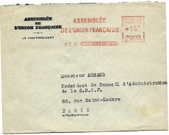 Envelop  Oblit   ASSEMBLEE DE L UNION FRANCAISE  Versailles  1955 - EMA ( Maquina De Huellas A Franquear)