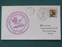 USA 1991 Cover From Ship USS Constellation In Mission In Desert Storm To Texas - Flower - Storia Postale