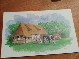 145 // Reproduction Aquarelle 28 X 17 CMS   / PAYSAGE NORMAND - Acquarelli