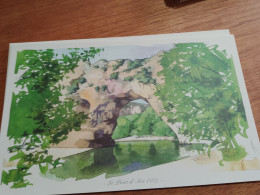 145 // Reproduction Aquarelle 28 X 17 CMS   / LE PONT D'ARC - Acquarelli