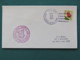 USA 1991 Cover From Ship USS Denver In Mission In Desert Storm To Texas - Flower - Eagle - Briefe U. Dokumente