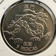 MACAU 1985 5 PATACAS DRAGON ALMOST UNC CONDITION KEY DATE #11 - Macau