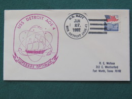 USA 1992 Cover From Ship USS Detroit In Mission In Desert Storm To Texas - Flag - Brieven En Documenten
