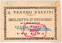 1898  BIGLIETTO D'INGRESSO TEATRO SALVINI - Tickets D'entrée