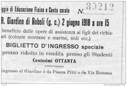 1918 BIGLIETTO D'INGRESSO - Tickets D'entrée