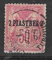 LEVANTE FRANCESE - 1886 - SAGE (II) SOPRASTAMPATO 2 PIASTRE/50 - USATO (YVERT 5 - MICHEL 5 II) - Oblitérés