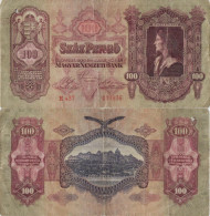 Hungary 100 Pengo 1930 P-98 Banknote Europe Currency Hongrie Ungarn #5193 - Hungría