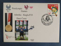 Croatia 2022 Paralympic Games Tokyo 2020 Deni Černi Shot Put F33 Athletics Bronze Medal Stationery & Postmark - Sommer 2020: Tokio