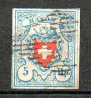 Yv 14 Oblitéré - Bien Encadré - Voir Remarque - 1843-1852 Federal & Cantonal Stamps