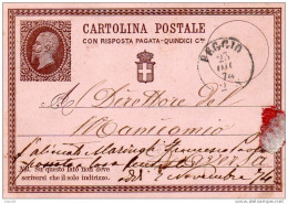 1874  CARTOLINA CON ANNULLO   REGGIO CALABRIA - Ganzsachen