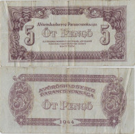 Hungary 5 Pengo 1944 P-M4b Russian Army Occupation WWII Banknote Europe Currency Hongrie Ungarn #5199 - Hungría