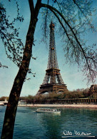 20655  Albert MONIER Photographe " La Tour Eiffel,   Vedette Sur La Seine   "    ( 2 Scans) - Monier