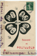 - Souvenir De Pouilloux - ( Saône Et Loire, ), Rare, Tréfle à 4 Feuilles, épaisse, écrite, 1908, TBE, Scans. - Andere & Zonder Classificatie