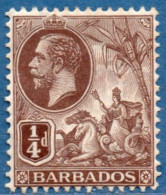 Barbados 1912 ¼d, George V And Colonia Crest, 1 Value MH 12-01 - Barbados (...-1966)