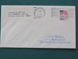 USA 1992 Cover From Ship USS Conserver In Mission In Desert Storm To Texas - Flag - Honolulu - Covers & Documents